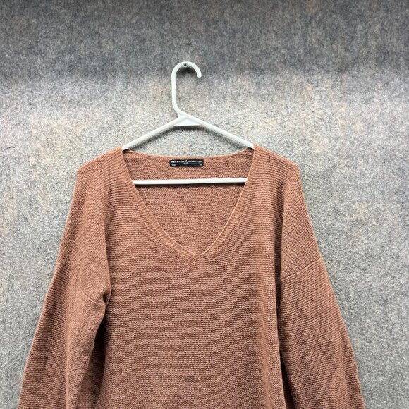 Peruvian Connection Sweater Women Medium Brown Alpaca Blend Knit V Neck Pullover - Picture 7 of 9